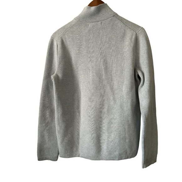 Banana Republic Med 1/4 Zip Knitted Cotton Pullover Light Gray - Picture 7 of 10